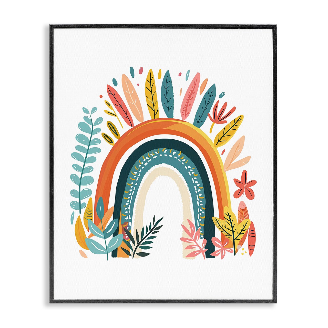Stupell Industries Boho Rainbow Blooms Framed Giclee Wall Art Design by LSR Design Studio